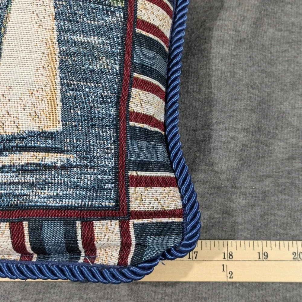 Tapestry Throw Accent Pillow Ocean Lighthouse Sailboat Nautical Square 17 x 17